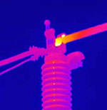 thermogram showing a hot spot on an insulator