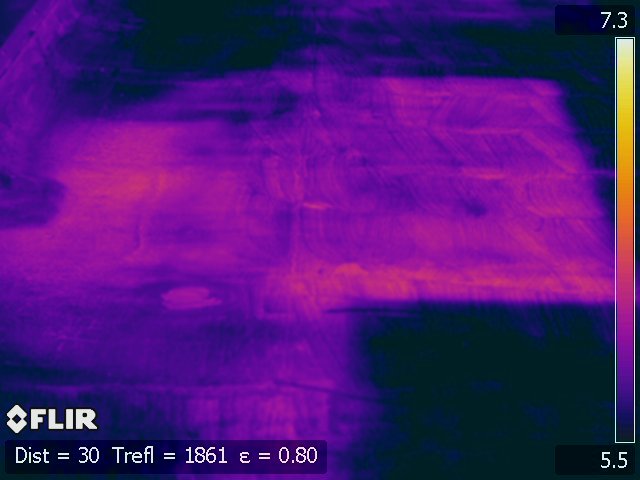 IR image of roof with moisture